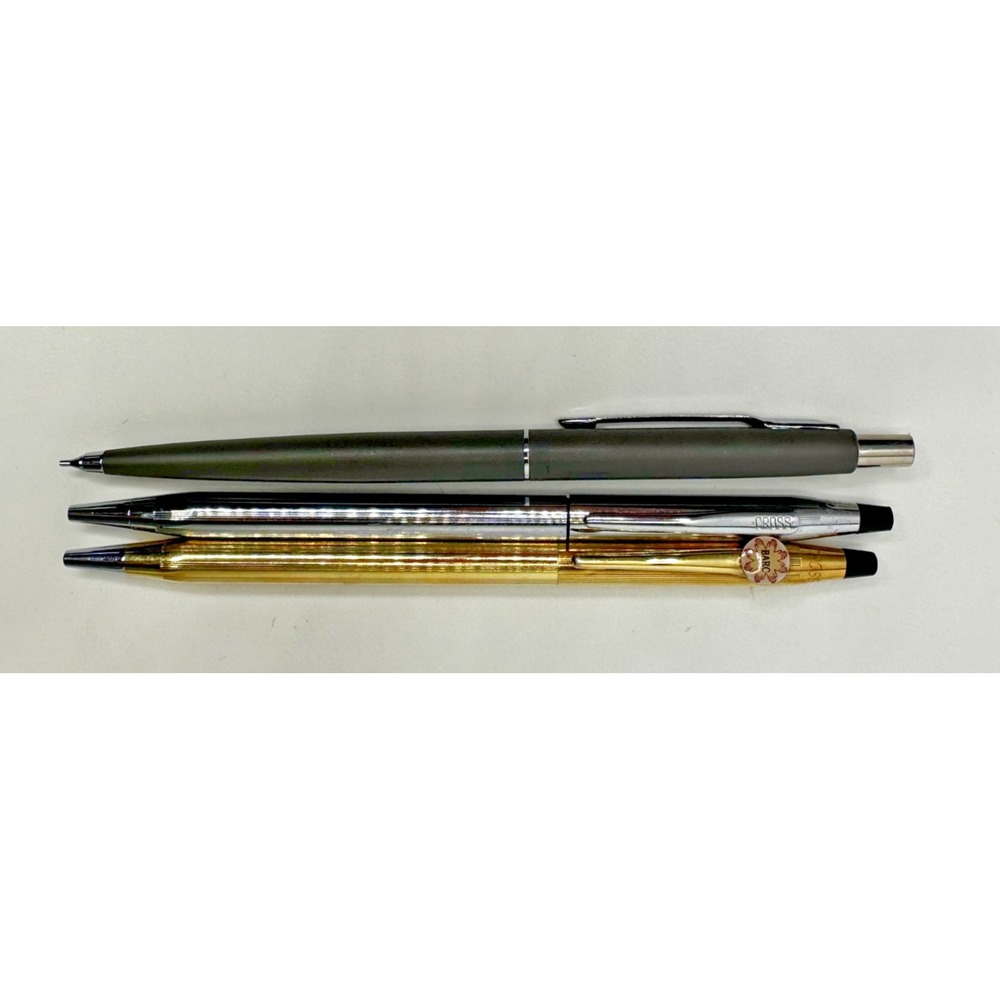 Cross Parker Pens Set 3 Gold Silver Barc Black Ballpoint Need new ink
